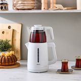 Karaca Tea Grande XL Çay Makinesi Beyaz 1,2 lt Cam Demlik ve 2,3 lt Su Kapasitesi ile Enerji Tasarruflu