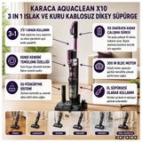 Karaca Tek Seferde Süpürme Ve Silme Aquaclean X10 3 In 1 Islak Ve Kuru Kablosuz Dikey Süpürge