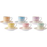 Karaca Timeless Renkli Porselen Kahve Fincan Takımı 80 ml 6 Kişilik 12 Parça Set