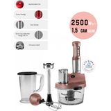 Karaca Turbo Doğrayıcı 2500W Yüksek Güçlü 8 In 1 Mutfak Robotu Modern Cam Gövde - Gold