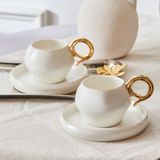 Karaca Venüs Gold 135 ml Kahve Fincan Takımı New Bone Malzemeden 2 Parçalı Gold Renkli Şık Tasarım