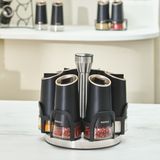 Karaca Waltz 6'lı Cam Round Standlı Baharat Takımı Ergonomik Kullanım ve Kolay Temizlenebilir - Siyah - 115 ml