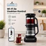 Karaca Wi-Fi Kontrollü 4 In 1 Konuşan Cam Elektrikli Çay Makinesi Filtre Kahve Su Isıtıcı Sesli Asistanlı Susuz Emniyet - Gümüş