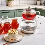 Karaca x Refika Gönlübol İndüksiyon Tabanlı Cam Mini Çaydanlık Takımı 0,6L & 1,5L