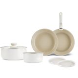 Karaca X Refika Swiss Crystal Almond Cream Easy Clip 7 Parça Krem Indüksiyon Tabanlı Tencere Seti