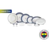 Karaca x Taraftar Lisanslı Forever Bone 60 Parça 8 Kişilik Yemek Takımı - lacivert