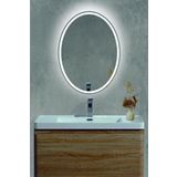 KaraçamDekor Lazer Kumlamalı Led Işıklı Oval Ayna