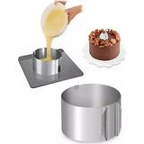 Karaçelik Metal Yuvarlak Ayarlınabilir Kek-Pasta-Pandispanya Kalıbı - 10 cm