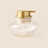 Karadağ Borosilikat Cam Sıvı Sabunluk - Şeffaf / Altın - 600 ml - Şeffaf - Altın