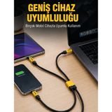 Karahanbey 240W Çoklu Şarj Kablosu Type-C Lightning Micro USB Örgü Kablo -