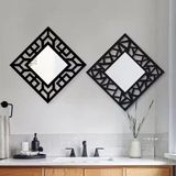Karahanbey 2'li Set Kırılmaz Pleksi Dekoratif Duvar Aynası - 22.5X22.5 cm Geometrik Çerçeveli 1.