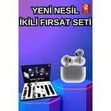 Karahanbey 3.nesil Tws Bluetooth Kulaklık Bluetooth Bağlantılı Akıllı Saat Amoled Ekran Plastik Hasır Kordon - Seçenek