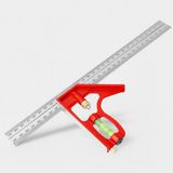 Karahanbey 300 mm 30 cm Ayarlı Alüminyum Marangoz Gönye Metal Gövde Açılı Ölçüm Cetveli Inşaat Hassas Gönye
