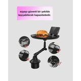 Karahanbey Araç Içi 360° Ayarlanabilir Bardaklık Tepsisi Geniş Yüzeyli ve Telefon Standlı