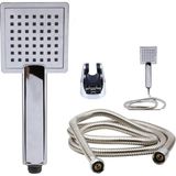 Karahanbey BADEM10 Duş Seti Fişkiye Banyo Duş Başlığı Set Fiskiyesi Telefonu Kare Klasik Başlık Metal Hortum