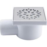 Karahanbey BADEM10 Metal Plastik Yer Süzgeci Banyo Izgara Lavabo Pis Su Gideri Kapak Yandan Çıkışlı Yer Sifon