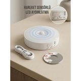 Karahanbey Hareket Sensörlü Yuvarlak LED Aydınlatma & USB Şarjlı Pratik Gece Lambası (8 Cm)