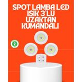 Karahanbey Kablosuz 3 Lü Spot LED Lamba Seti Uzaktan Kumandalı Enerji Tasarruflu Aydınlatma