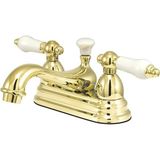 Karahanbey Kingston Brass KS3602PL Restorasyon 10 cm Merkez Seti Porselen Kol Saplı Lavabo Musluğu, Cilalı Pir