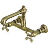 Karahanbey Kingston Brass KS7243AX 8-Inç Merkezi Duvara Monte Banyo Bataryası, Antik Pirinç