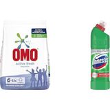 Karahanbey Omo Active Fresh 5,5 Kg(1) Domestos Yoğun Kıvamlı Çamaşır Suyu Maksimum Hijyen Dağ Esintisi, 750 ml
