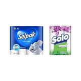 Karahanbey Selpak Tuvalet Kağıdı, 3 Katlı, 32'li, 1 Paket (1 x 32 Adet)+Solo Kağıt Havlu 12'li (12 Rulo)