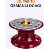 Karahisarlı Metal Jel Yakıtlı Osmanlı Ocağı – Geleneksel Osmanlı Ocağı Isıtıcı – Kahve, Çay ve Sunum Ocağı - Bordo