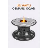 Karahisarlı Metal Jel Yakıtlı Osmanlı Ocağı – Geleneksel Osmanlı Ocağı Isıtıcı – Kahve, Çay ve Sunum Ocağı - Gri