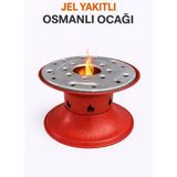 Karahisarlı Metal Jel Yakıtlı Osmanlı Ocağı – Geleneksel Osmanlı Ocağı Isıtıcı – Kahve, Çay ve Sunum Ocağı - Kırmızı
