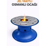 Karahisarlı Metal Jel Yakıtlı Osmanlı Ocağı – Geleneksel Osmanlı Ocağı Isıtıcı – Kahve, Çay ve Sunum Ocağı - Mavi
