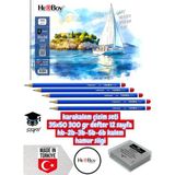 Karakalem Çizim Seti 35X50 300 gr Defter 12 Sayfa Hb-2b-3b-5b-6b Kalem Hamur Silgi