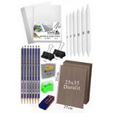 Karakalem Eskiz Çizim Seti Duralit Seti 25X35 Cm 1 Paket Pastel Dağıtıcı Kalem Resim Kağıdı Faber Dereceli Kalem Seti Hamur Silgi Sınav Silgi