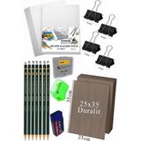 Karakalem Eskiz Çizim Seti Duralit Seti 25X35 cm 1 Paket Resim Kağıdı Dereceli Kalem Seti Hamur - Çok Renkli - Standart - Genel