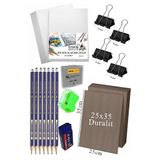 Karakalem Eskiz Cizim Seti Duralit Seti 25X35 Cm 1 Paket Resim Kagidi Faber Dereceli Kalem Seti Hamur Silgi Sinav Silgisi