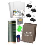 Karakalem Eskiz Cizim Seti Durolit Seti 35X50 Cm 1 Paket Resim Kagidi Dereceli Kalem Seti Hamur Silgi Sinav Silgisi