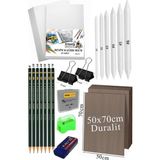 Karakalem Eskiz Çizim Seti Durolit Seti 50X70 cm 1 Paket Pastel Dağıtıcı Kalem Resim Kağıdı - Çok Renkli
