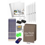 Karakalem Eskiz Çizim Seti Durolit Seti 50X70 Cm 1 Paket Pastel Dağıtıcı Kalem Resim Kağıdı Faber Dereceli Kalem Seti Hamur Silgi Sınav Silgi