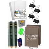 Karakalem Eskiz Çizim Seti Durolit Seti 50X70 cm 1 Paket Resim Kağıdı Dereceli Kalem Seti Hamur - Çok Renkli - Standart - Genel