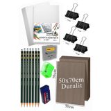 Karakalem Eskiz Cizim Seti Durolit Seti 50X70 Cm 1 Paket Resim Kagidi Dereceli Kalem Seti Hamur Silgi Sinav Silgisi