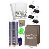 Karakalem Eskiz Cizim Seti Durolit Seti 50X70 Cm 1 Paket Resim Kagidi Faber Dereceli Kalem Seti Hamur Silgi Sinav Silgisi