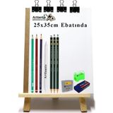 Karakalem Eskiz Çizim Seti Masaüstü Şövale 25X35 Cm Duralit Resim Kağıdı Resim Kalemi Dağırıcı Gölgelendirme Hamur Silgi