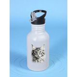 Karakalem Kedi Matara Suluk 600 ml - Çocuk Suluk Matara, Çocuk Su Matarası