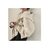 Karakedi Kar Melanj Crop Top Kalın Kumaş Kapüşonlu Crop Hırka