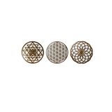Karakoç Eğitim Araçları Ahşap Yaşam Çiçeği Sri Yantra Torus Nefesi Üçlü Dekoratif Tablo Duvar Süsü Ev Hediyesi Ceviz Kahve