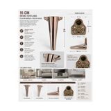 KARAKOÇ PLASTİK, 16 CM BRONZ KAPLAMA PARLAK KOLTUK, MOBİLYA AYAĞI (4 ADET)