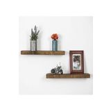 Karaköse Ahşap Çam Masif Ahşap 2li Dekoratif Duvar Rafı Kitaplık Raf Çiçeklik 75 cm X 14 cm Kahverengi