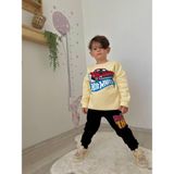 Karakter Baskılı Şardonlu Erkek Çocuk Ikili Eşofman Takımı - Krem - Siyah - 9 - 10 Yaş