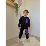 Karakter Baskılı Şardonlu Erkek Çocuk Ikili Eşofman Takımı - Siyah - 7 - 8 Yaş