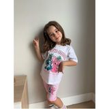 Karakter Baskılı T-Shirt ve Taytlı Alt Üst Kız Çocuk Takım (3-8 Yaş) - Pembe - 5 Yaş