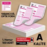 Karakutu Yayınları Yabancı Dil (YÖKDİL, YDS ve YDT) Deneme Sınavları İçin 100 Adet Optik Form